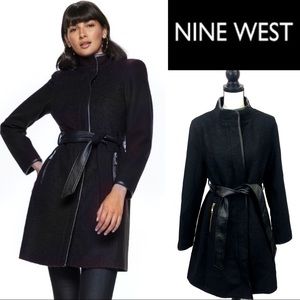 SOLD ✅ Nine West Faux-Leather Binding Coat